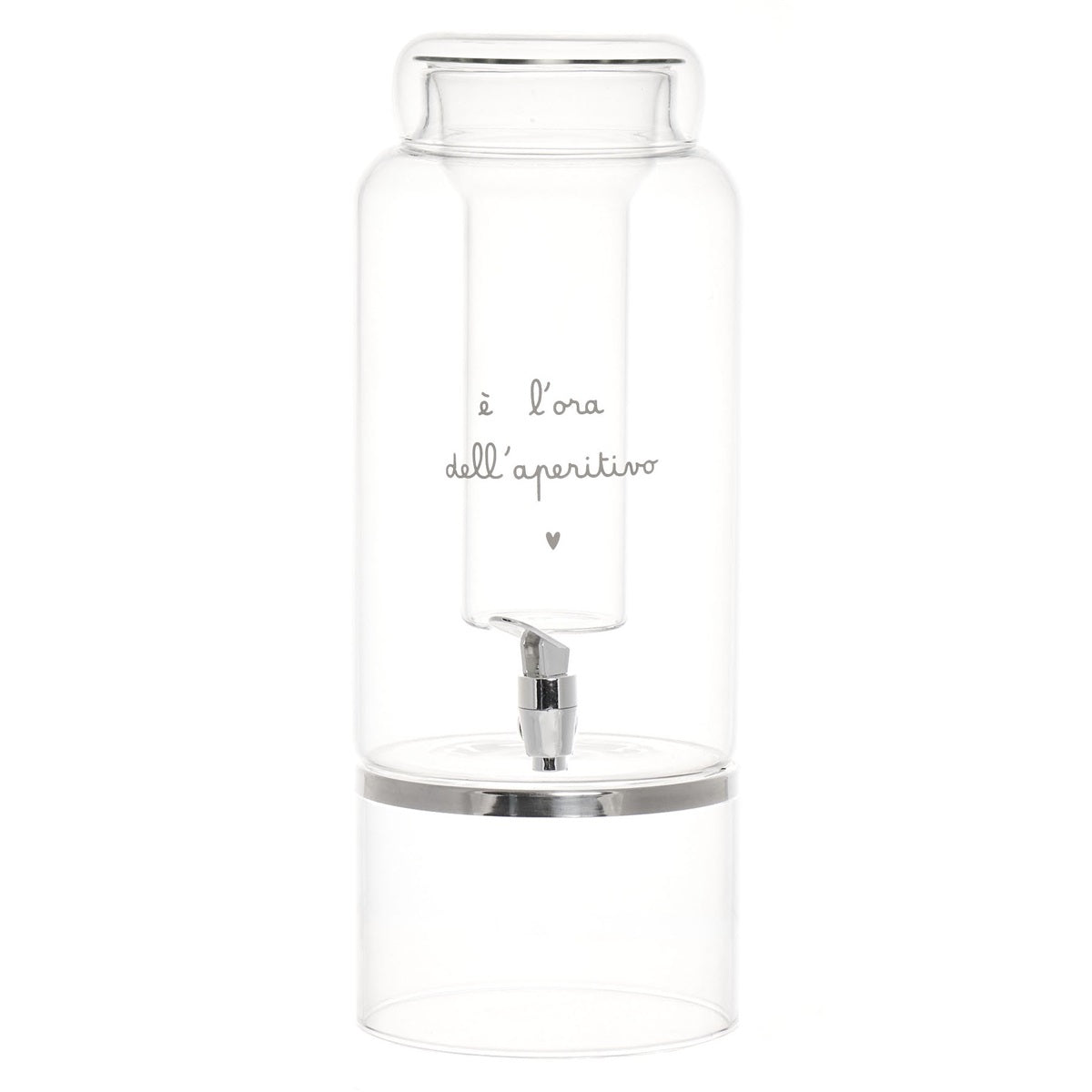 Distributore Bevande in Vetro Borosilicato Serigrafata - È l'Ora dell'Aperitivo