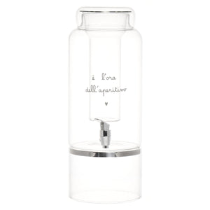 Distributore Bevande in Vetro Borosilicato Serigrafata - È l'Ora dell'Aperitivo