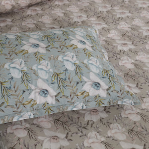 Completo Lenzuola Copriletto in Percalle di Cotone Egiziano con Stampa Floreale - Alba