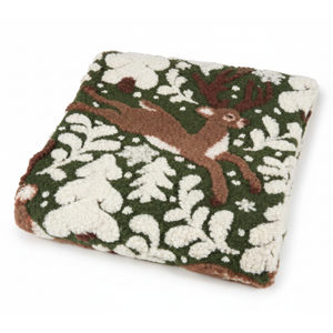 Plaid in Lana Cotta Fantasia Paesaggio di Montagna - Cerbiatti