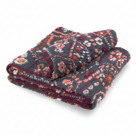 Plaid in Lana Cotta Fantasia con Rifinitura Punto Cavallo - Mosaico