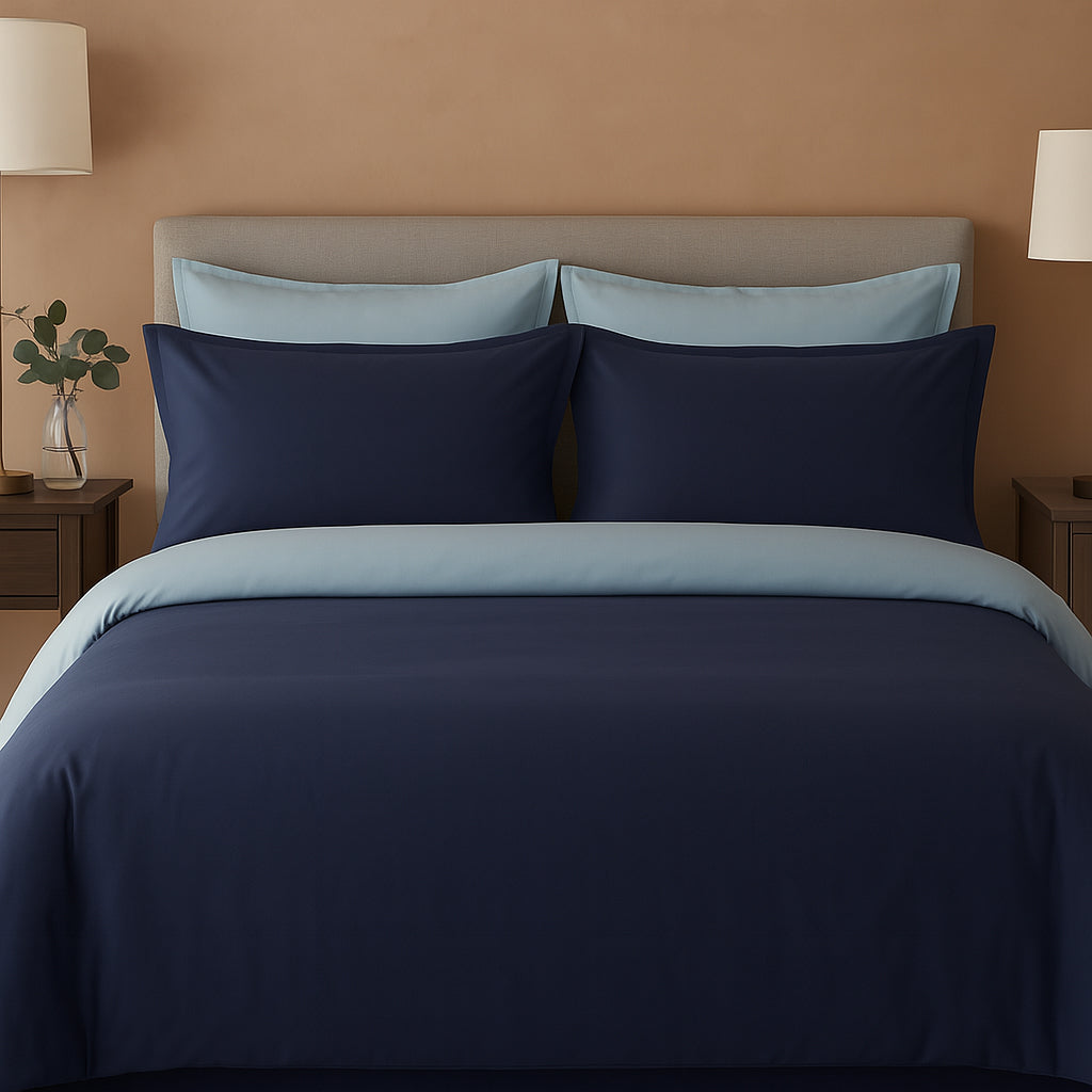 Parure Copripiumino in Raso di Cotone 300TC Double Face - Gottardo Bicolor