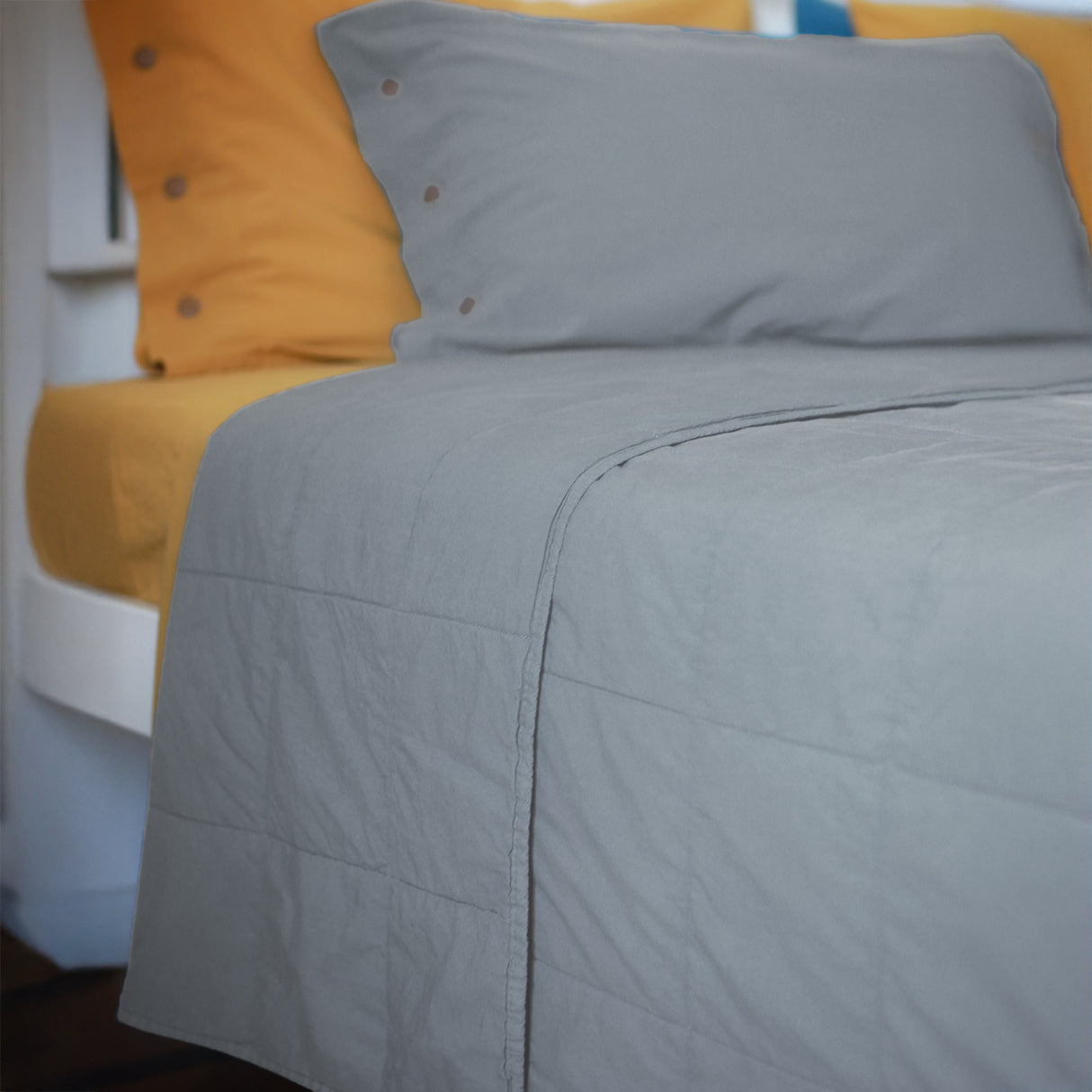 Trapuntino Leggero in Percalle di Cotone StoneWashed - Husky