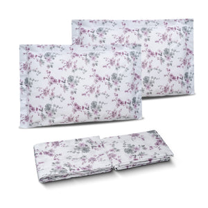 Completo Lenzuola Copriletto in Percalle di Cotone Fantasia Floreale - Skye