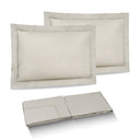 Completo Lenzuola in Percalle di Cotone con Due Cornici Ricamate - Panarea