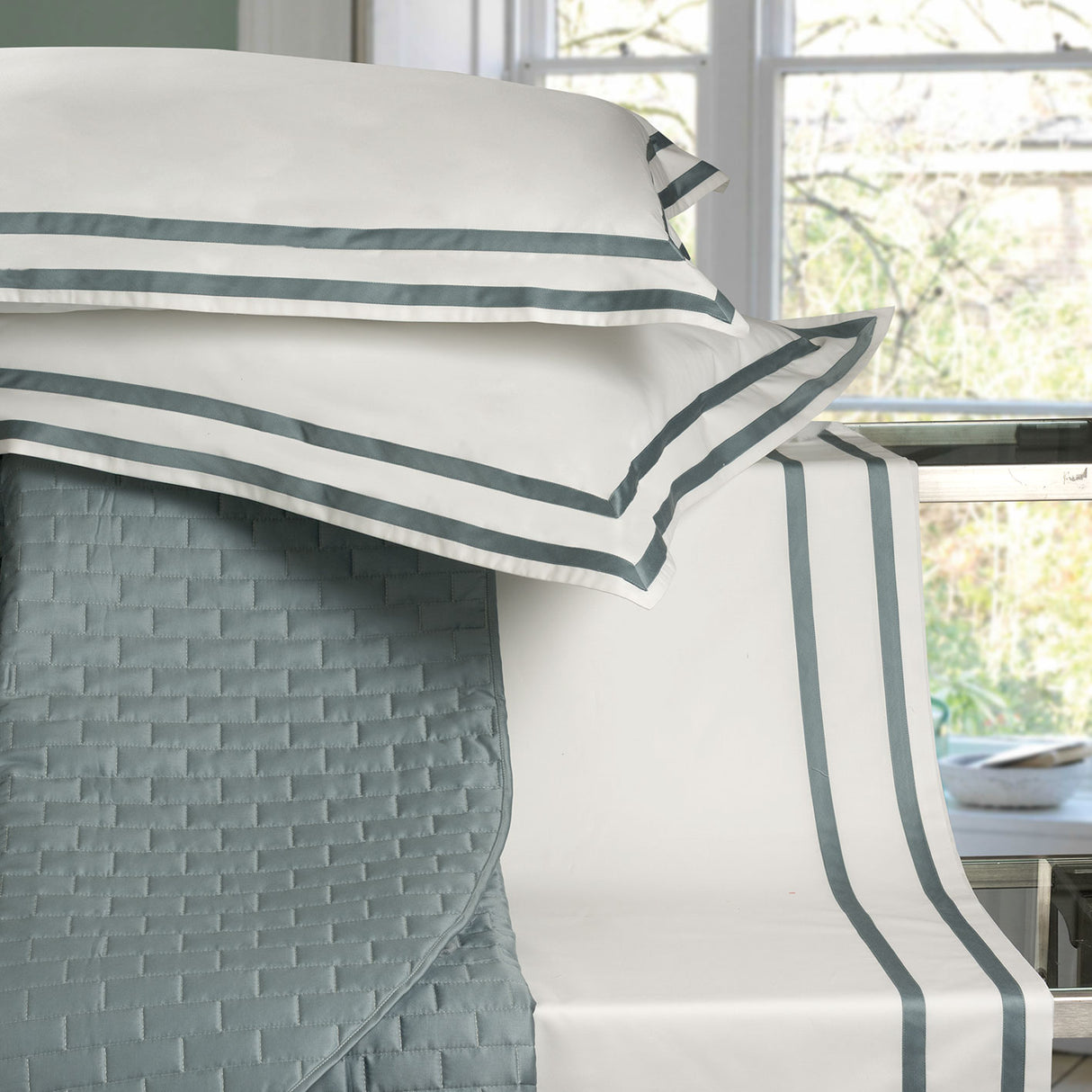 Completo Lenzuola in Percalle di Cotone con Doppio Bordo - Capri