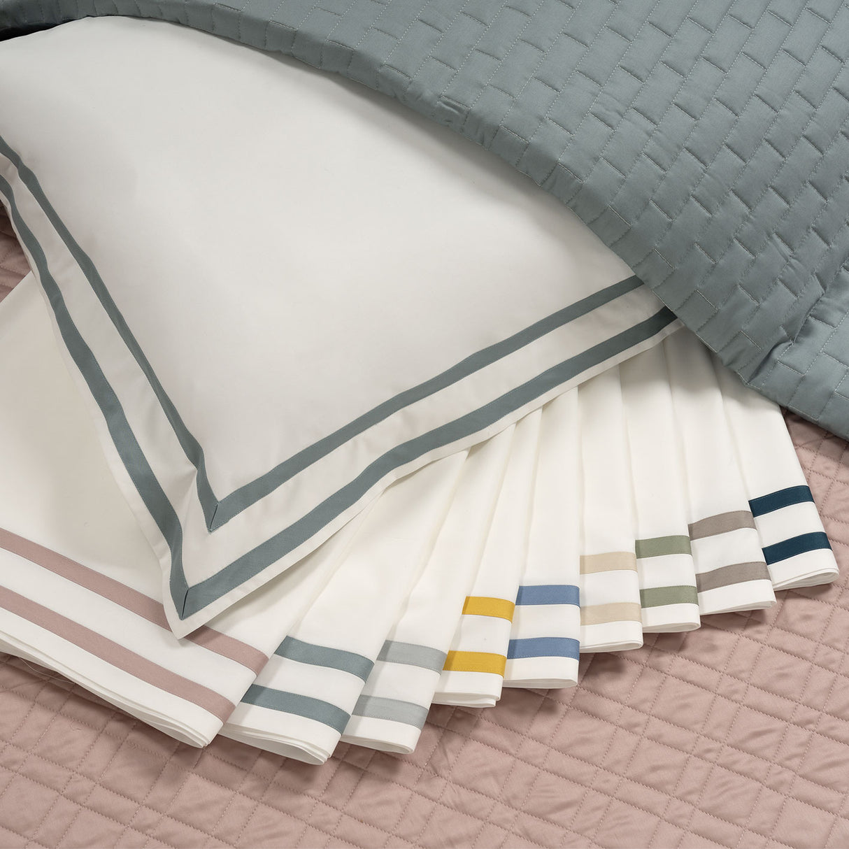 Completo Lenzuola in Percalle di Cotone con Doppio Bordo - Capri