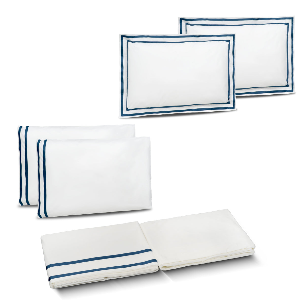 Completo Lenzuola in Percalle di Cotone con Doppio Bordo - Capri