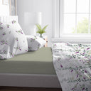 Completo Lenzuola Copriletto in Percalle di Cotone con Stampa Floreale - Wisteria