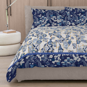 Parure Copripiumino in Raso Di Cotone Fantasia Floreale - Kintsugi