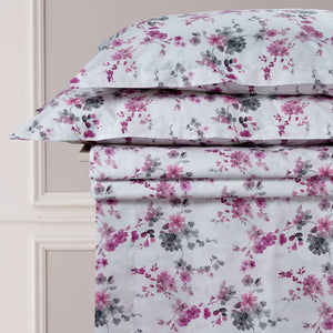 Completo Lenzuola Copriletto in Percalle di Cotone Fantasia Floreale - Skye