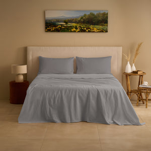 Completo Lenzuola Cotone e Lino StoneWashed No Stiro - Loira