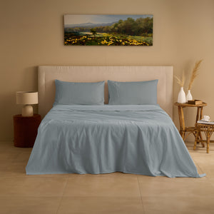 Completo Lenzuola Cotone e Lino StoneWashed No Stiro - Loira