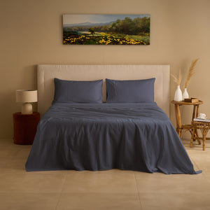 Completo Lenzuola Cotone e Lino StoneWashed No Stiro - Loira