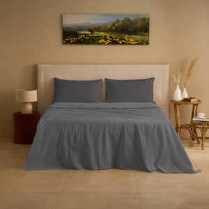 Completo Lenzuola Cotone e Lino StoneWashed No Stiro - Loira
