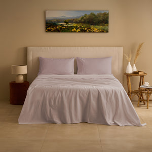Completo Lenzuola Cotone e Lino StoneWashed No Stiro - Loira