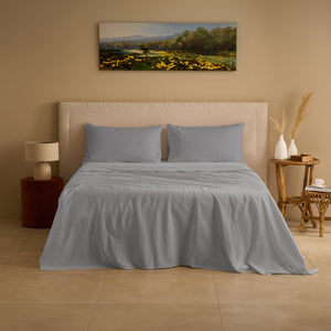 Completo Lenzuola Cotone e Lino StoneWashed No Stiro - Loira