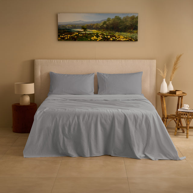 Completo Lenzuola Cotone e Lino StoneWashed No Stiro - Loira