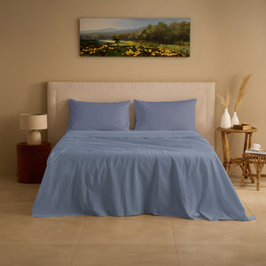 Completo Lenzuola Cotone e Lino StoneWashed No Stiro - Loira