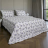 Completo Lenzuola Copriletto in Percalle di Cotone Egiziano con Stampa Floreale - Magnolie Reverie