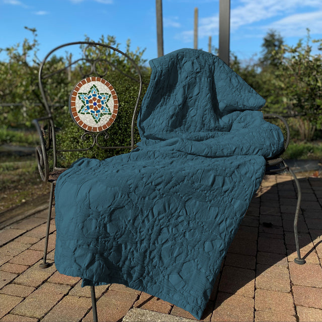 Copriletto in Cotone Stonewashed con Lavorazione a Rilievo - Manner