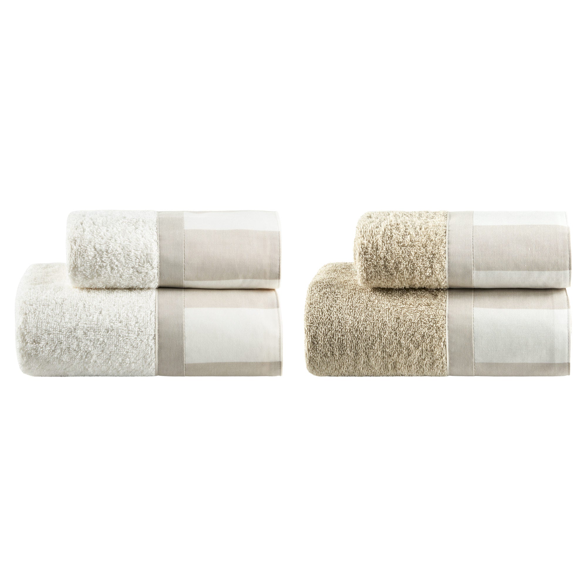 Set 2 Coppie di Spugna con Bordo Rigato Tinto in Filo - Matera