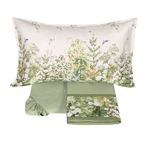 Completo Lenzuola in Raso Di Cotone Fantasia Floreale - Nara