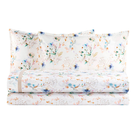 Completo Lenzuola in Percalle di Cotone Fantasia Floreale - Ninfea