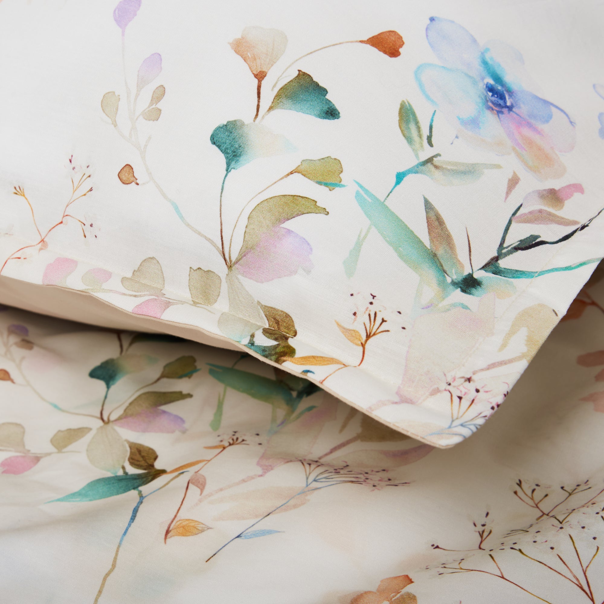 Completo Lenzuola in Percalle di Cotone Fantasia Floreale - Ninfea