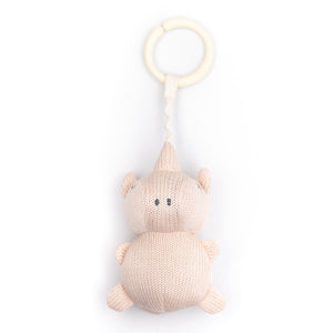 Giocattolo Sensoriale in Maglia di Bambù a Forma di Rinoceronte - Pull & Shake