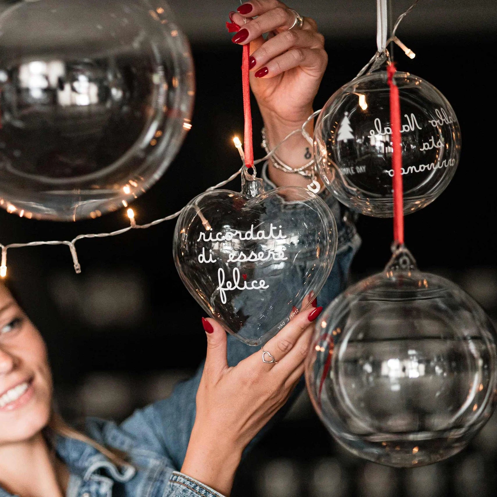 Cuore Decorativo in Vetro Borosilicato Serigrafato - Ricordati di Essere Felice