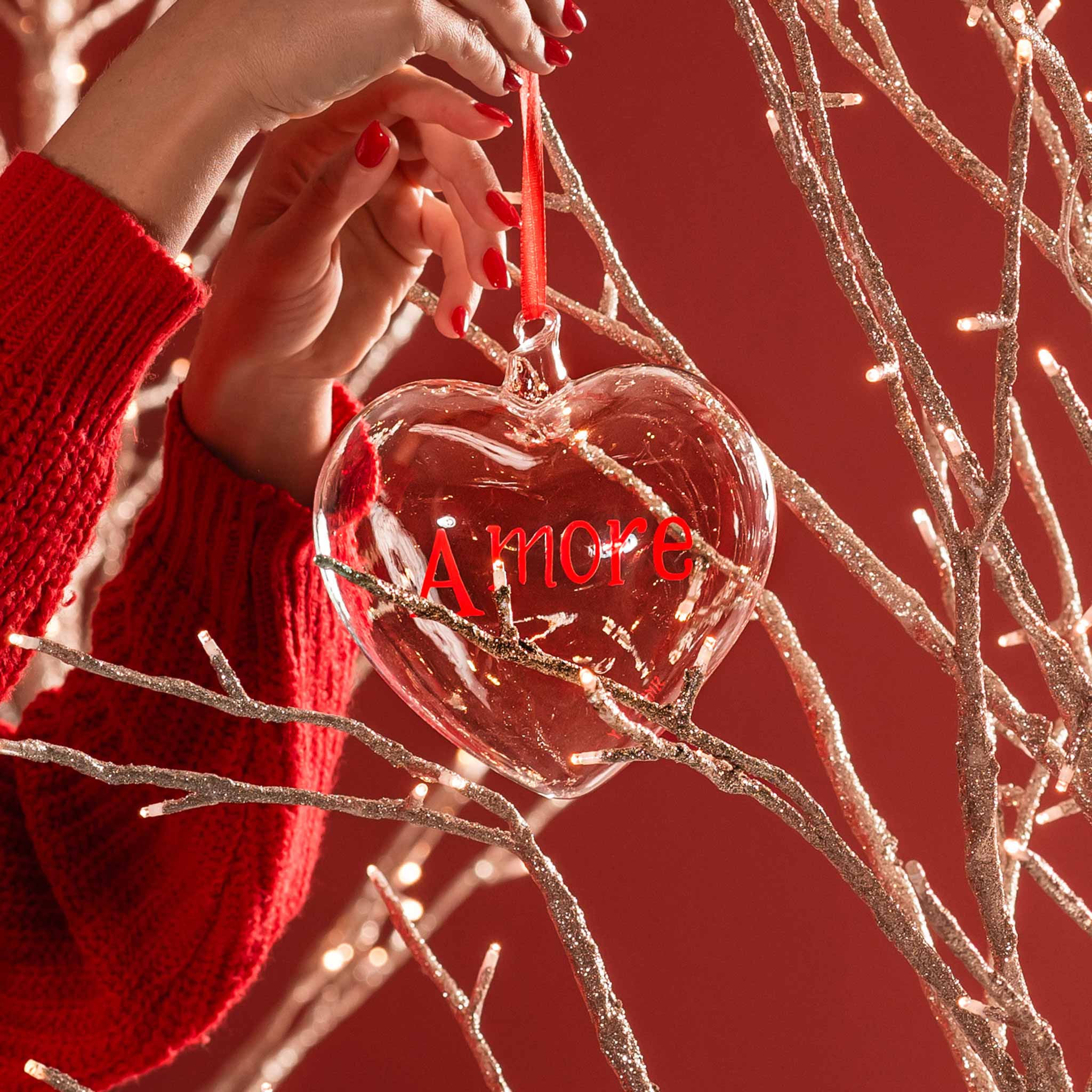 Cuore Decorativo in Vetro Borosilicato Serigrafato - Amore