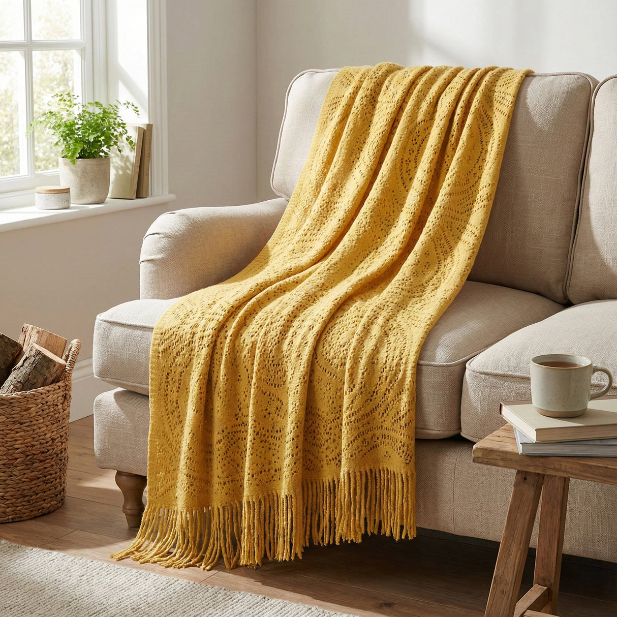 Plaid in Pile Traforato Macramè - Retrò