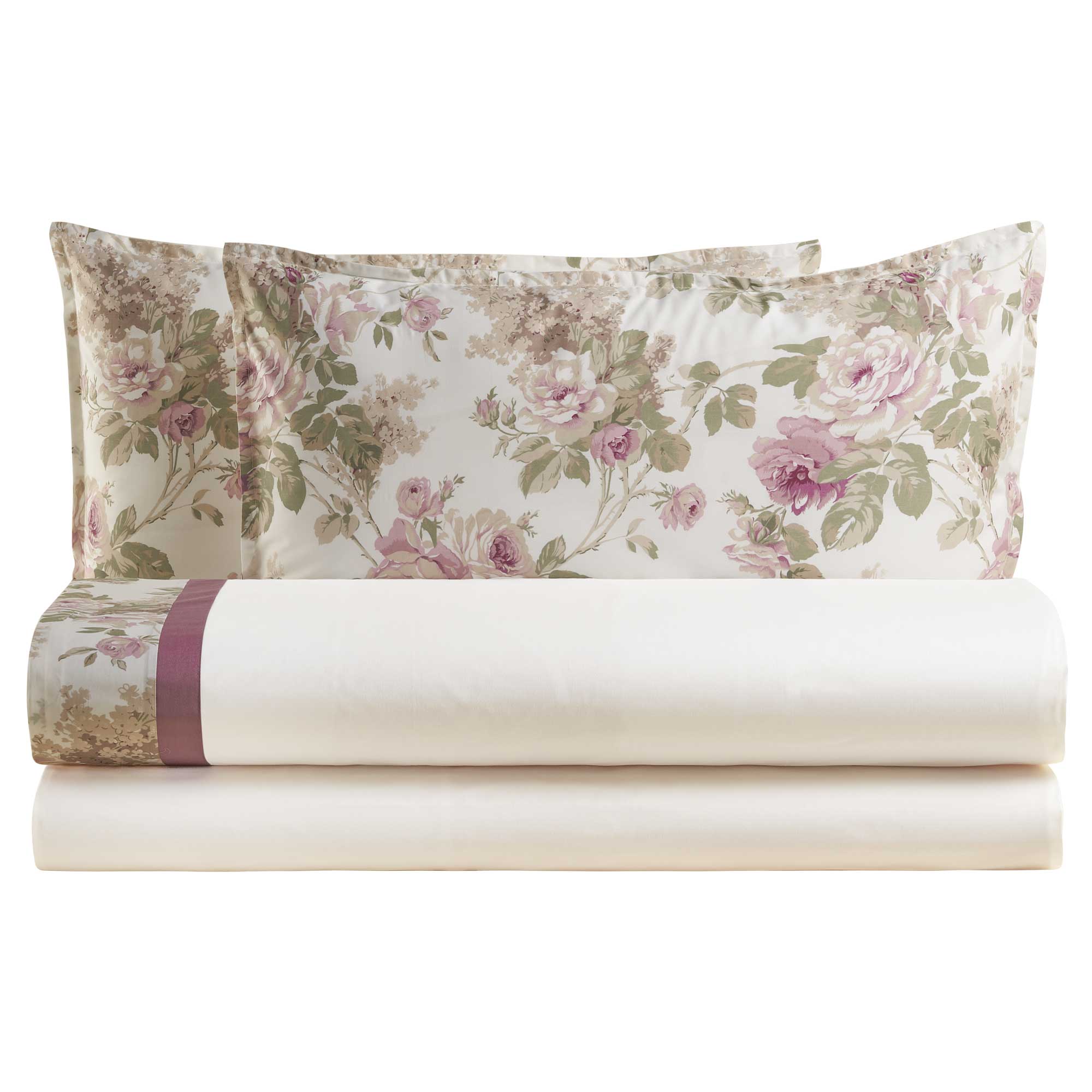 Completo Lenzuola in Percalle di Cotone Stampa Floreale - Romance
