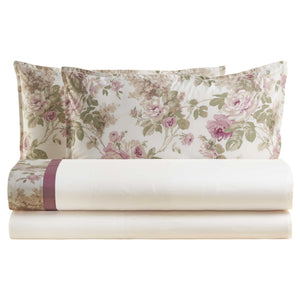 Completo Lenzuola in Percalle di Cotone Stampa Floreale - Romance