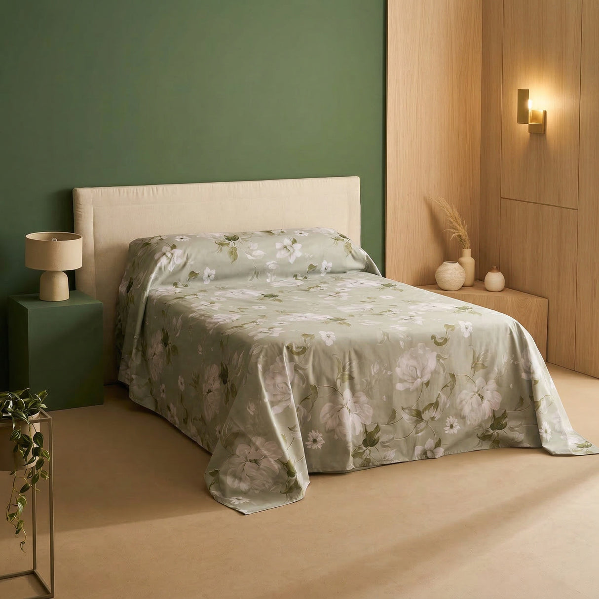 Telo Copritutto in Panama di Cotone Fantasia Floreale - Rosewood