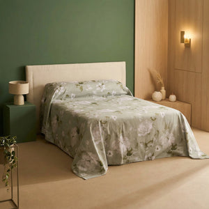 Telo Copritutto in Panama di Cotone Fantasia Floreale - Rosewood