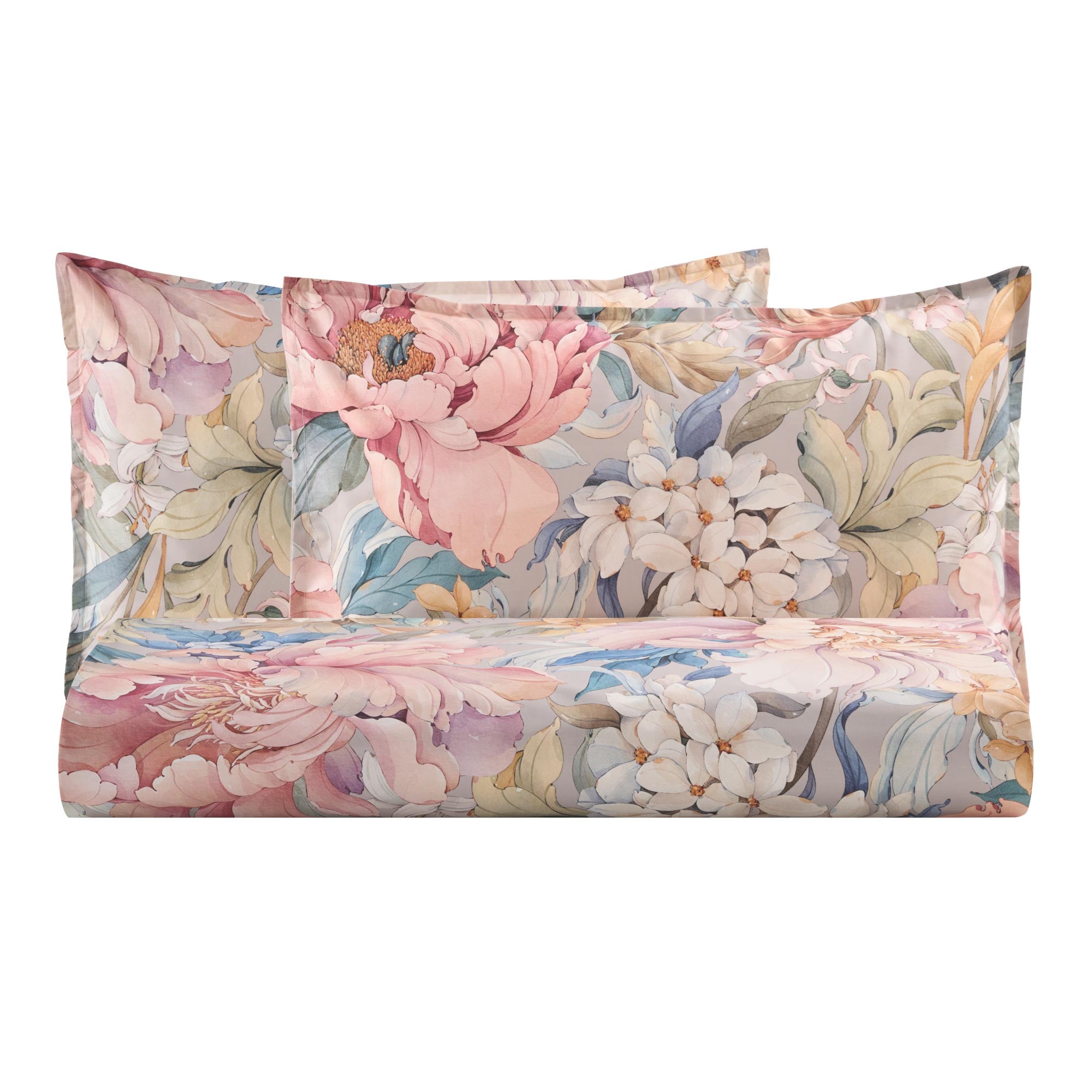 Parure Copripiumino in Percalle di Cotone Fantasia Floreale - Rosalia