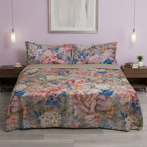 Parure Copripiumino in Percalle di Cotone Fantasia Floreale - Rosalia