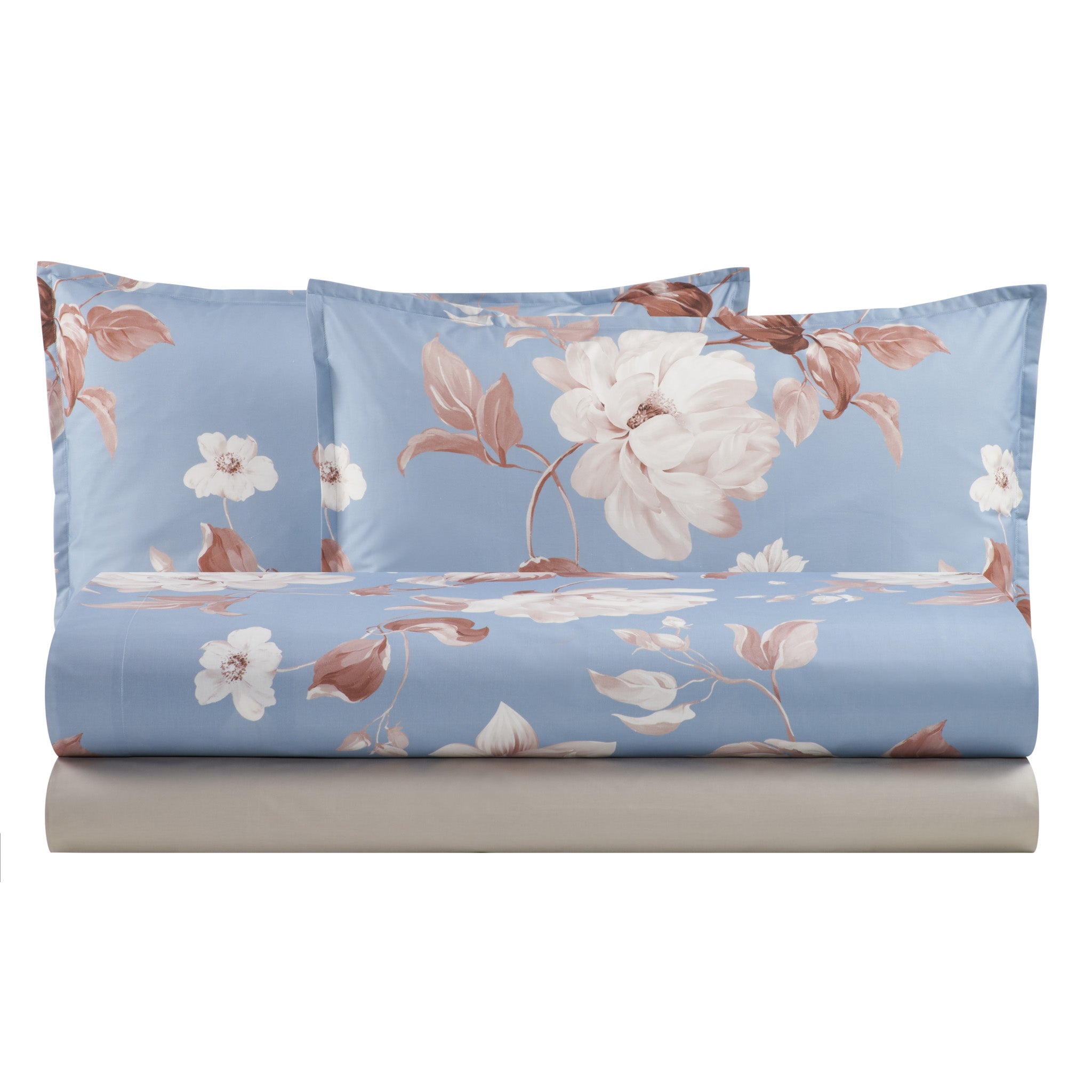 Completo Lenzuola in Percalle di Cotone Fantasia Floreale - Rosewood