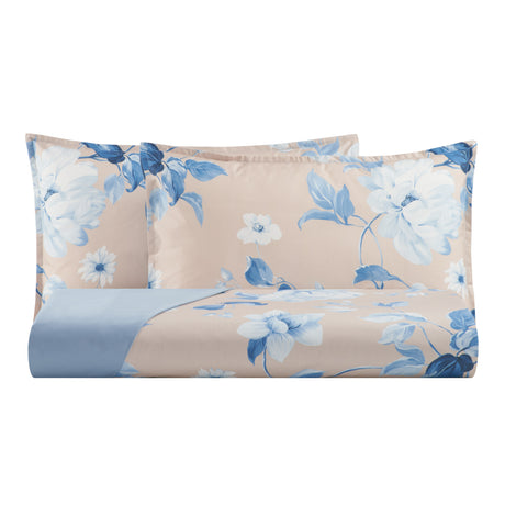 Parure Copripiumino in Percalle di Cotone Fantasia Floreale - Rosewood