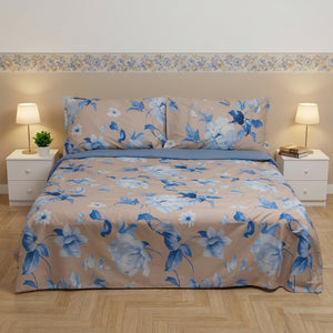 Parure Copripiumino in Percalle di Cotone Fantasia Floreale - Rosewood