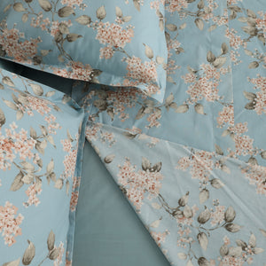 Completo Lenzuola Copriletto in Percalle di Cotone Egiziano con Stampa Floreale - Serenelle