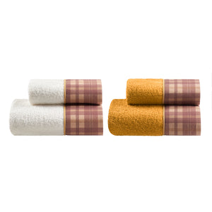Set 2 Coppie in Spugna di Cotone con Balza in Percalle - Silene