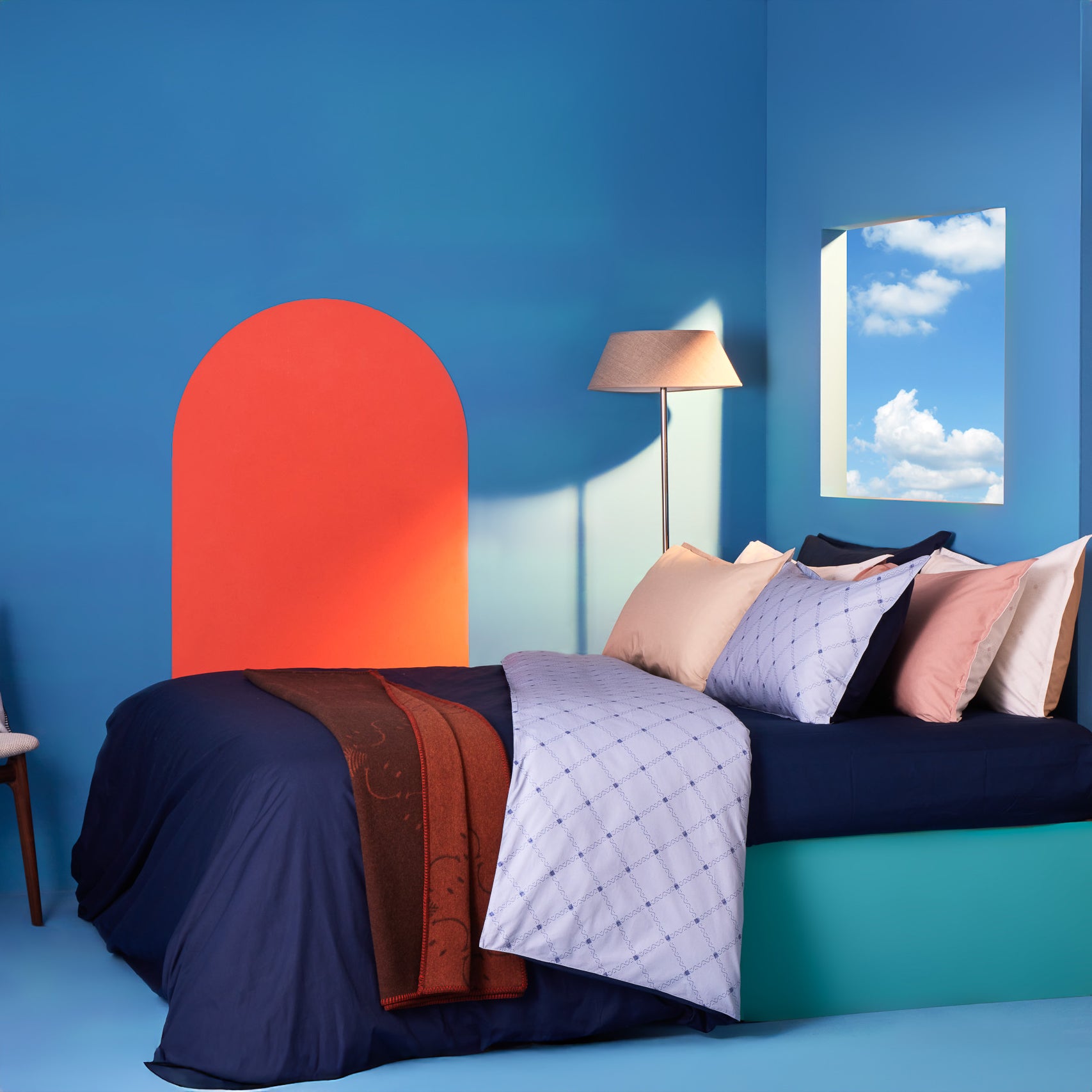 Parure Copripiumino in Percalle di Cotone con Ricamo - Pattern