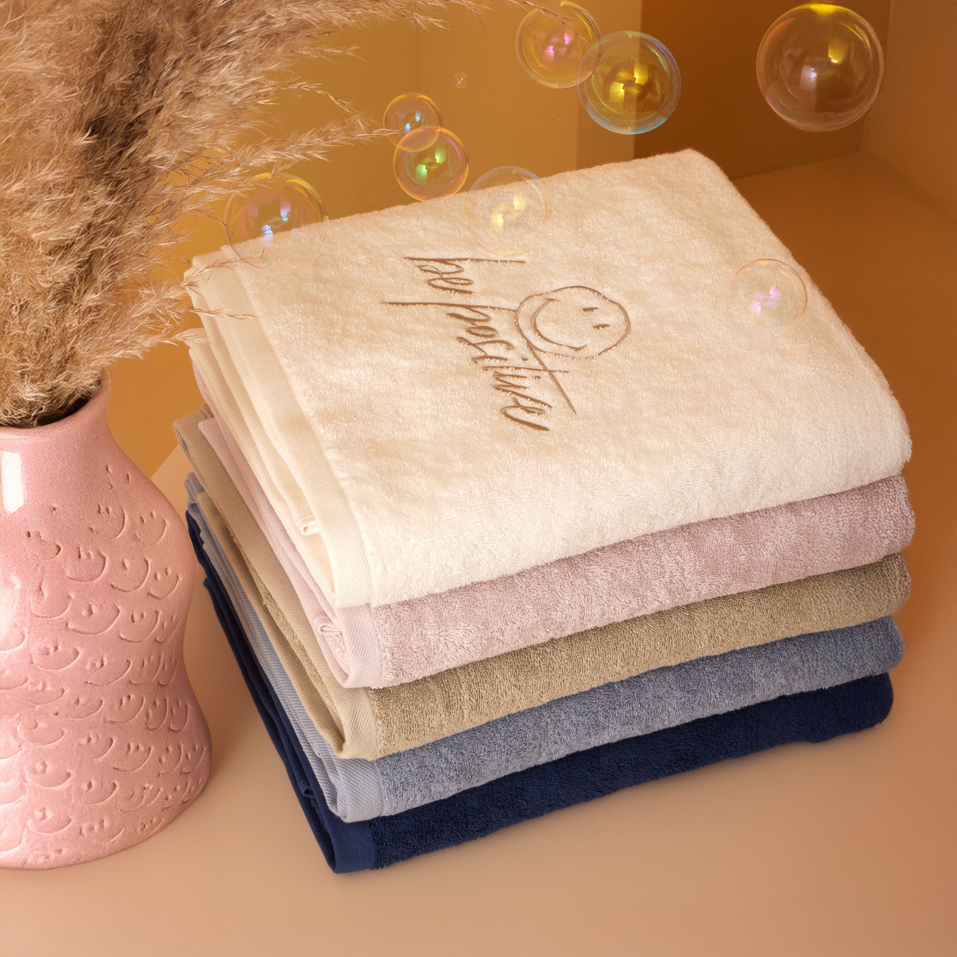 Telo Bagno in Spugna di Cotone Ricamato - Be Positive