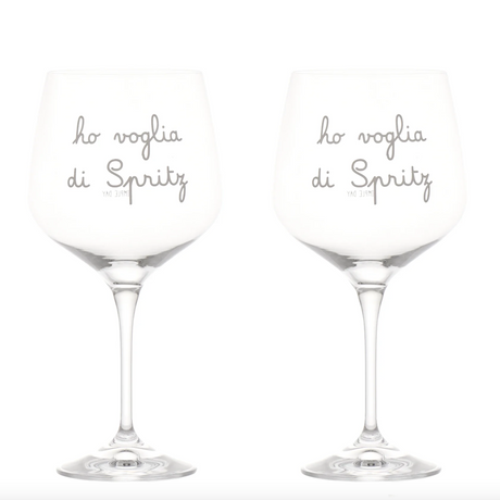 Set 2 Calici da Cocktail in Vetro Serigrafati - Ho voglia di Spritz