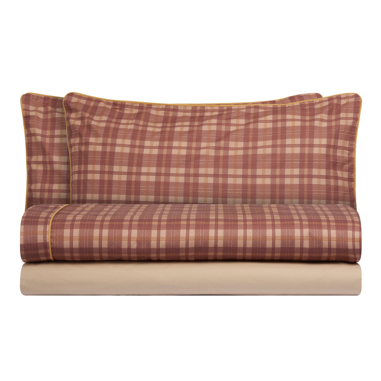 Completo Lenzuola in Percalle di Cotone Stampa a Quadri - Silene