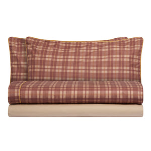 Completo Lenzuola in Percalle di Cotone Stampa a Quadri - Silene