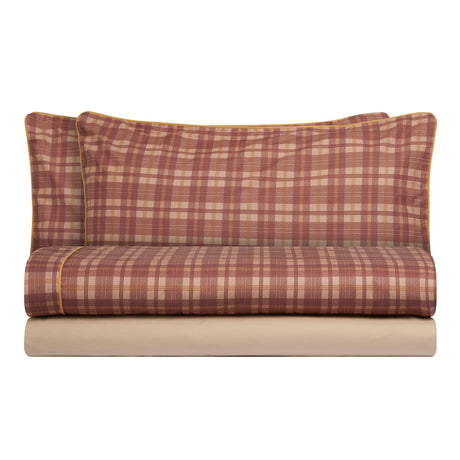 Completo Lenzuola in Percalle di Cotone Stampa a Quadri - Silene